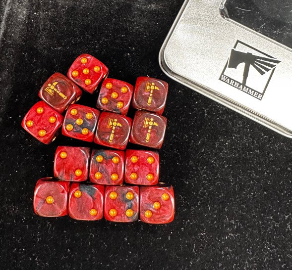 Fyreslayers Dice Set – Red Black Pearlescent Acrylic D6 for Warhammer