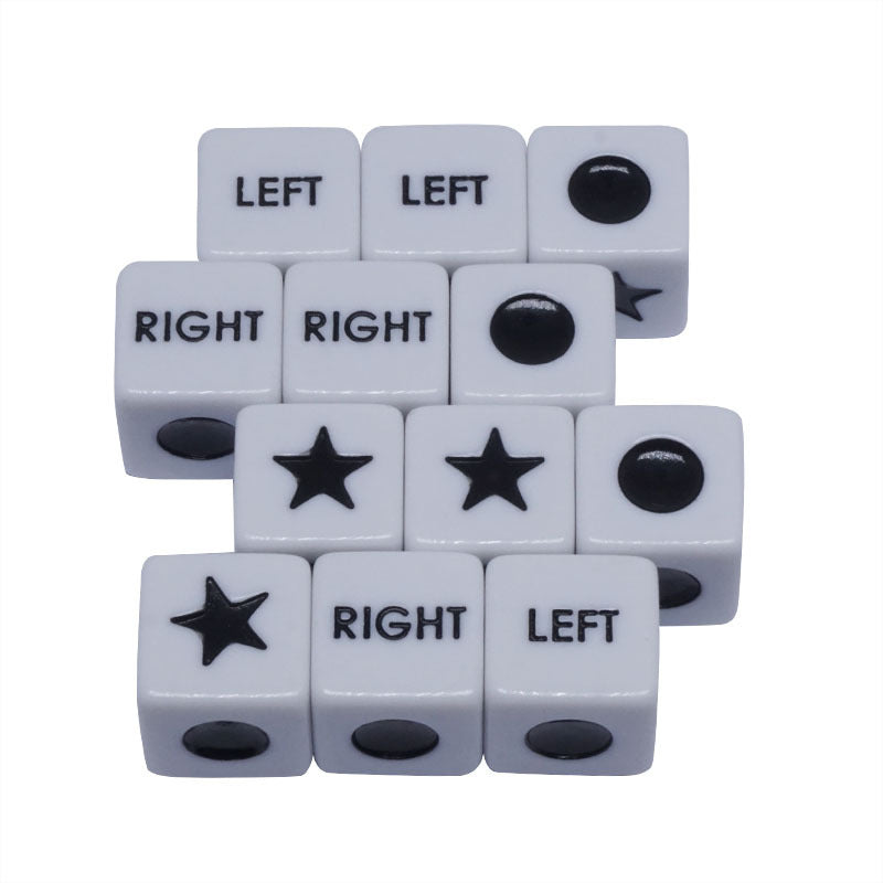 Cross-border left, middle, right game, 16mm dice chips, board game accessories, Dice set, tin box packaging, texas chips