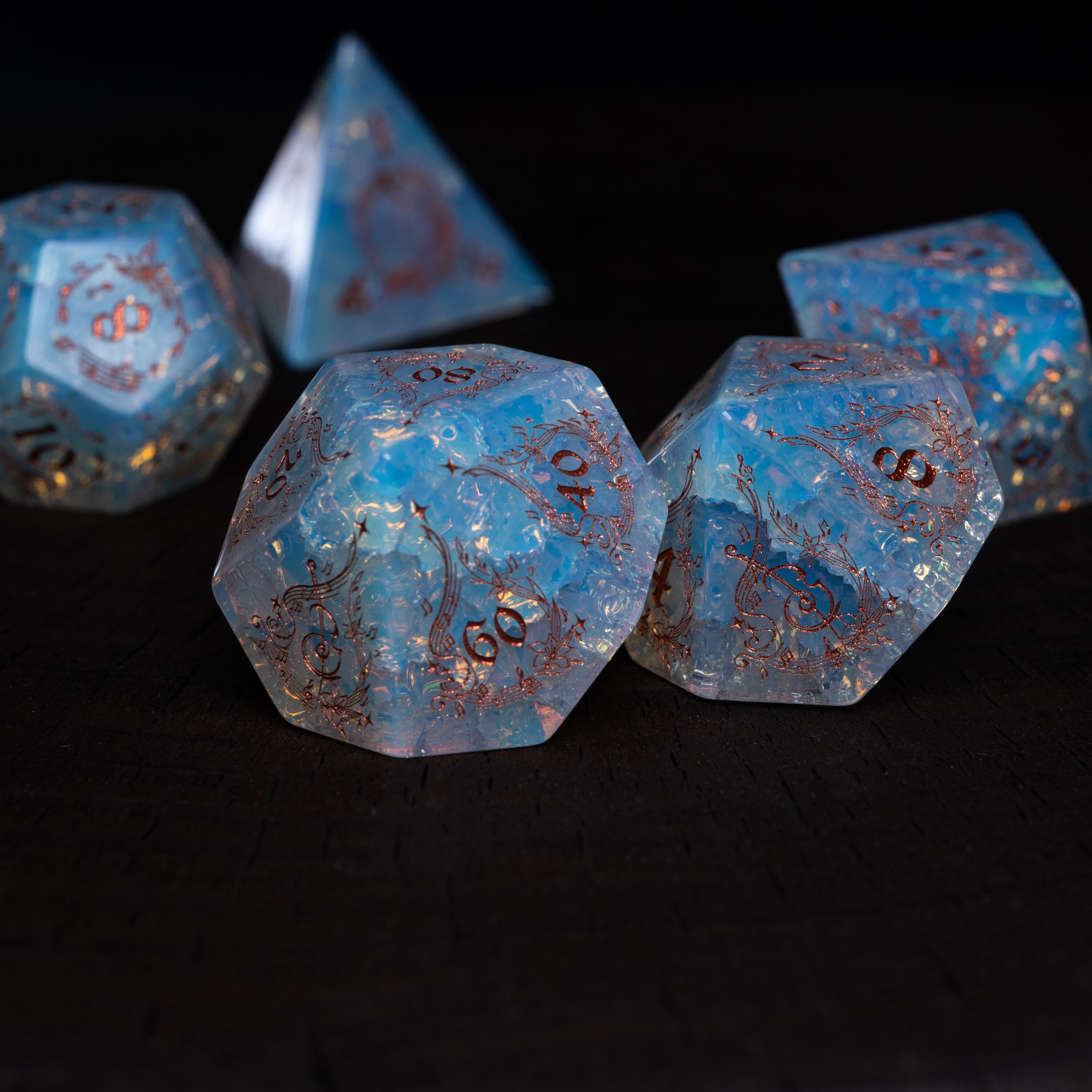 Bard's Harp Opal DND Dice Set