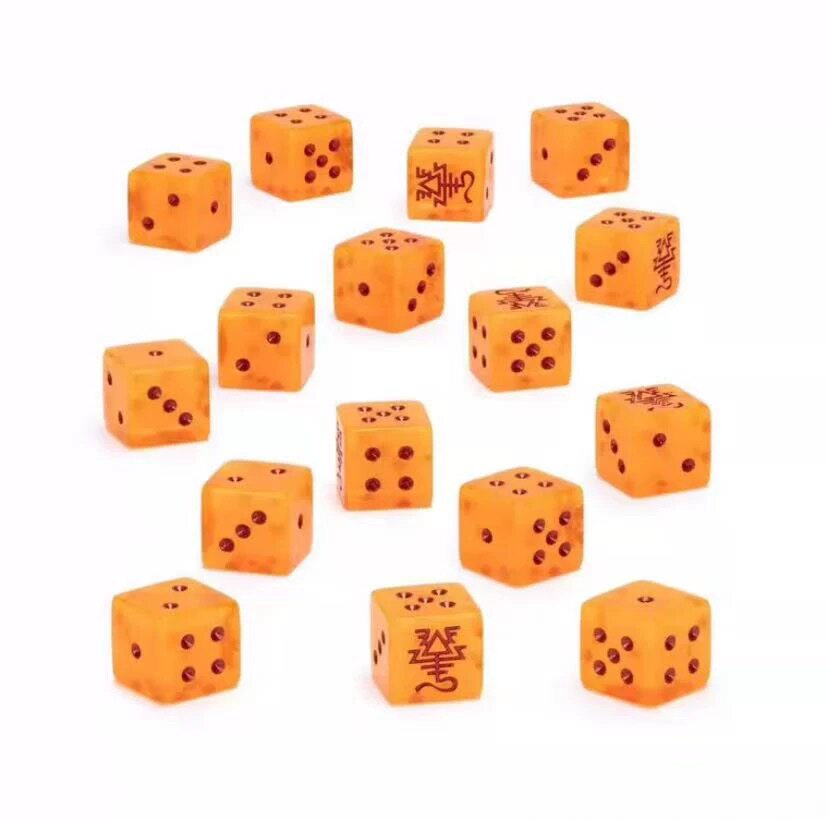 Warhammer 40K Idoneth Deepkin Orange Pearlescent Acrylic D6 Dice Set