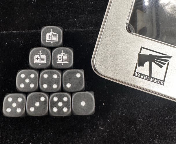 Warhammer 40K Gray Knights Dark Grey Matte Acrylic D6 Dice with Dice Bag