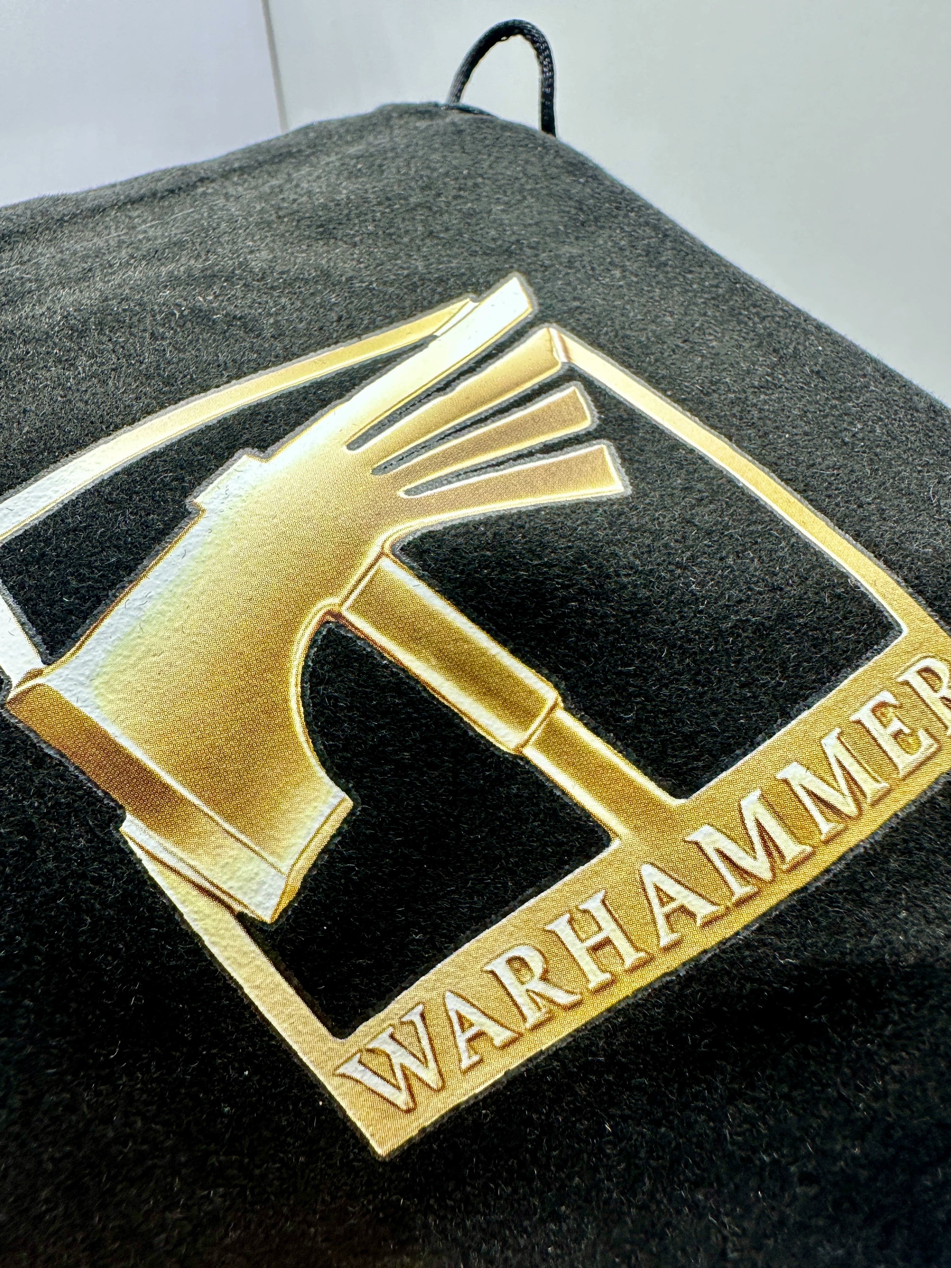 Warhammer merchandise logo, Warhammer drawstring velvet bag, accessory bag, drawstring bag, Warhammer dice storage bag