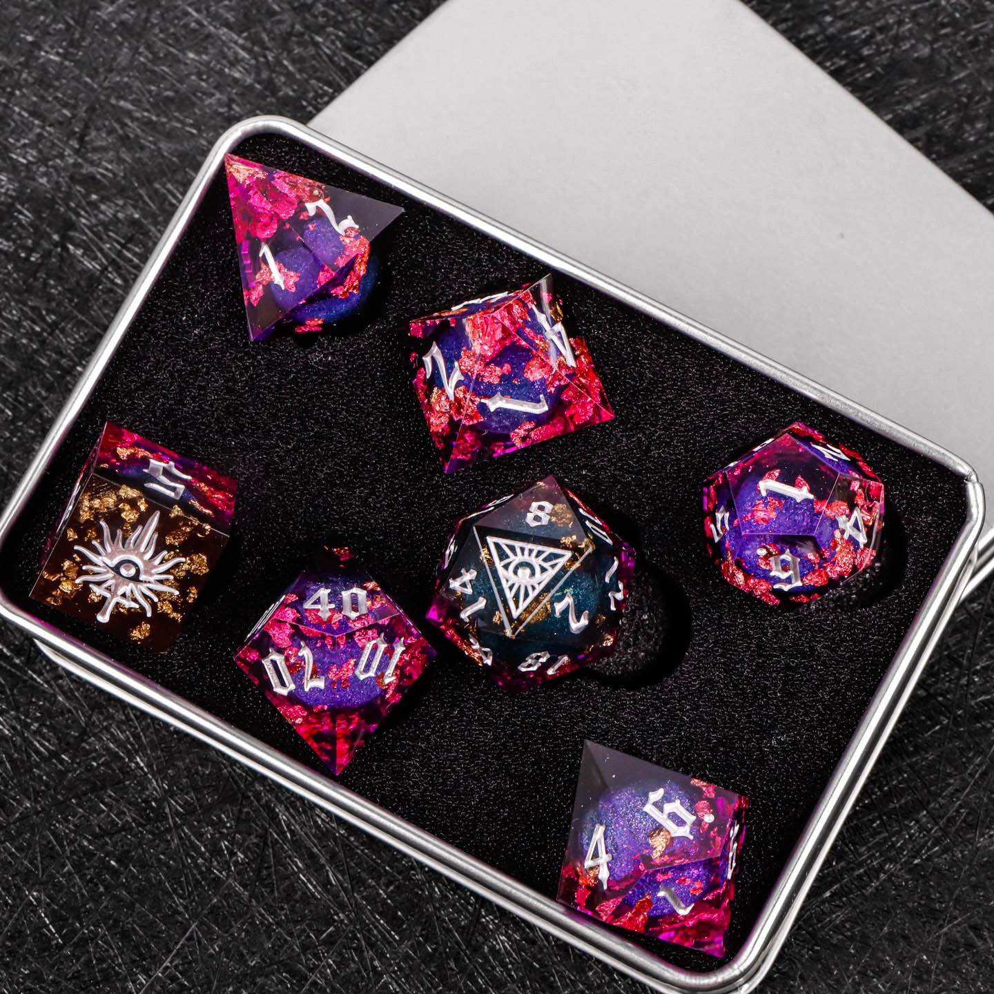 All-Seeing Eye Liquid-Core Resin Dice Set