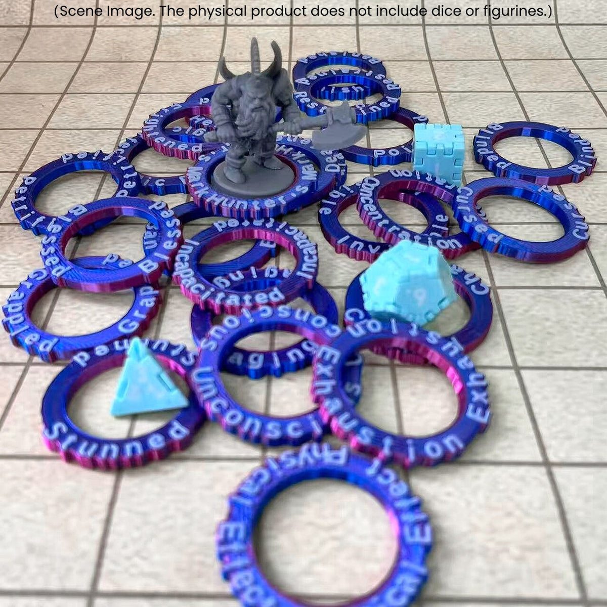 24-Pack D&D Condition Rings & Status Markers – Acrylic Spell Effect Tokens