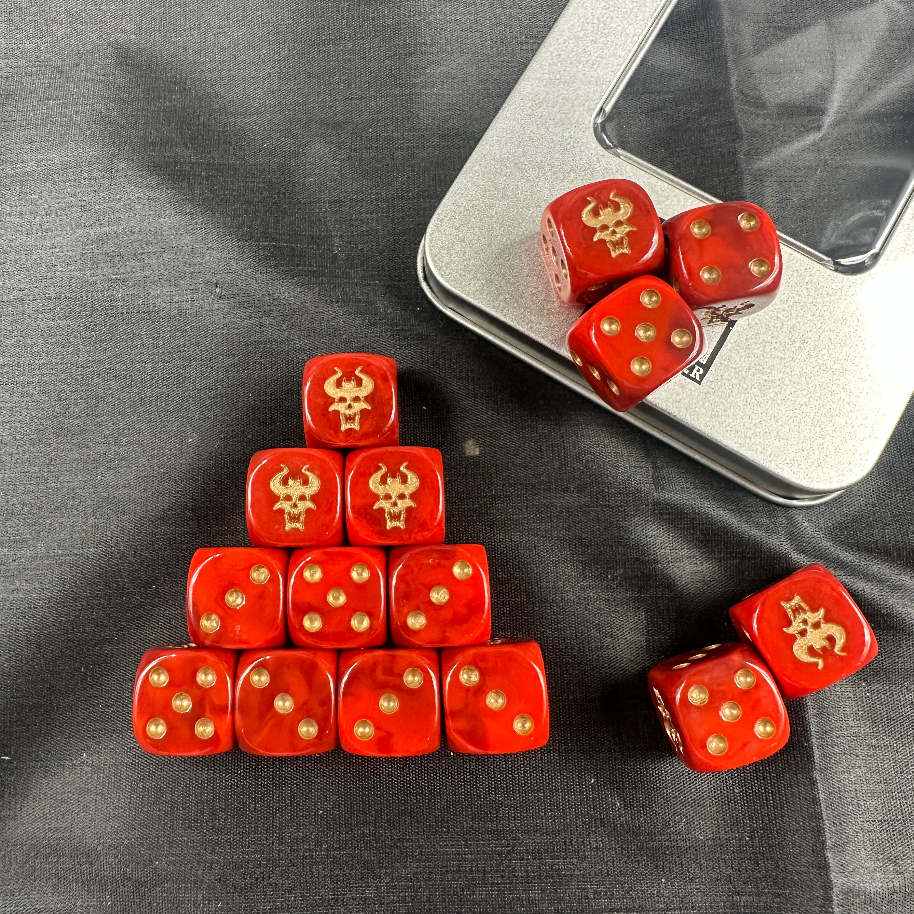 Warhammer 40K Khorne Red Marble Resin D6 Dice Set