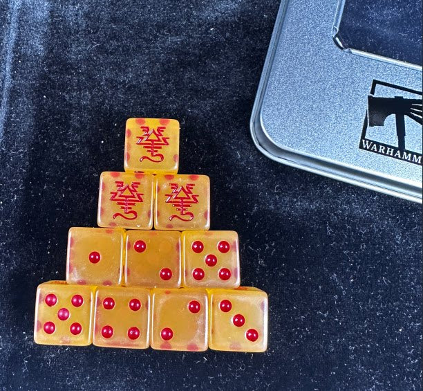 Warhammer 40K Idoneth Deepkin Orange Pearlescent Acrylic D6 Dice Set