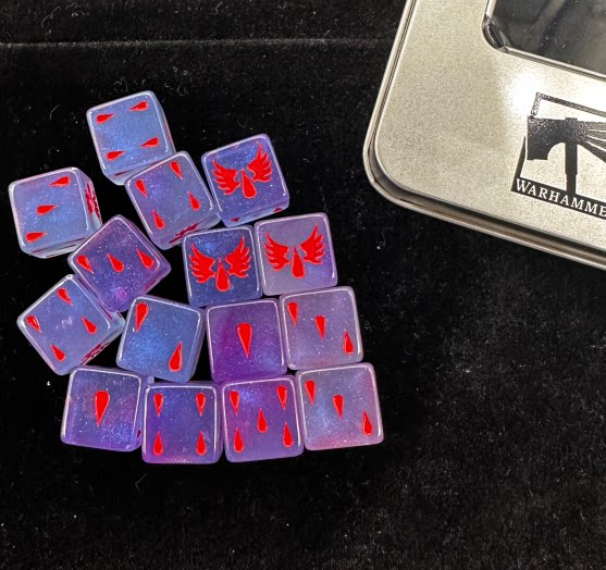 Warhammer 40K Blood Angels Purple Pearlescent Acrylic D6 Dice Set