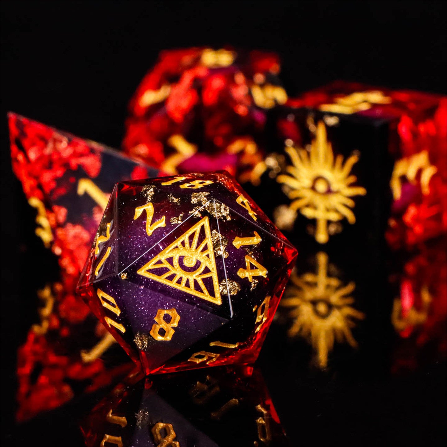 All-Seeing Eye Liquid-Core Resin Dice Set