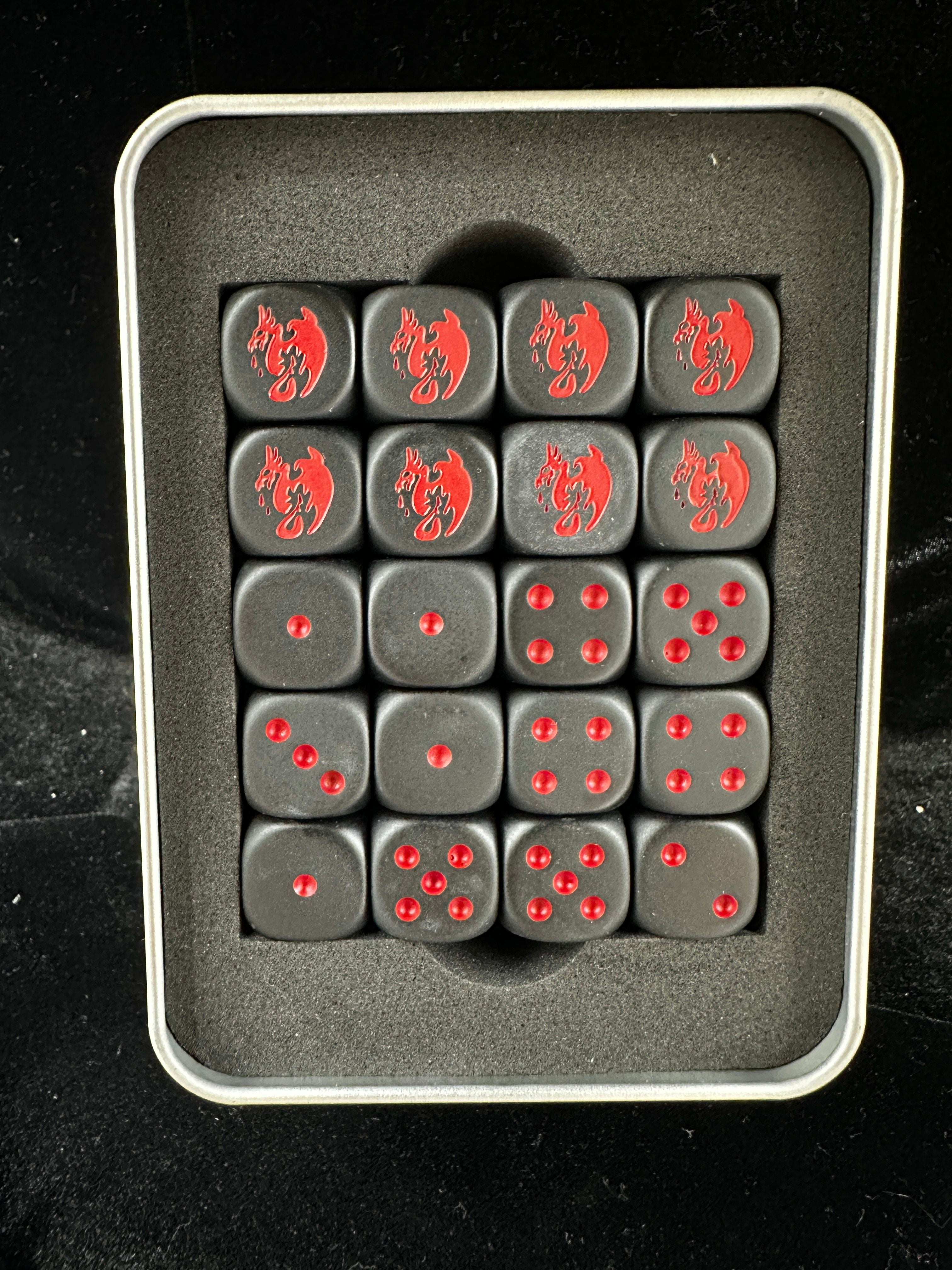 Warhammer 40K Vampire Dice – Soul Wither Tomb Lord D6 Set | Matte Black & Red
