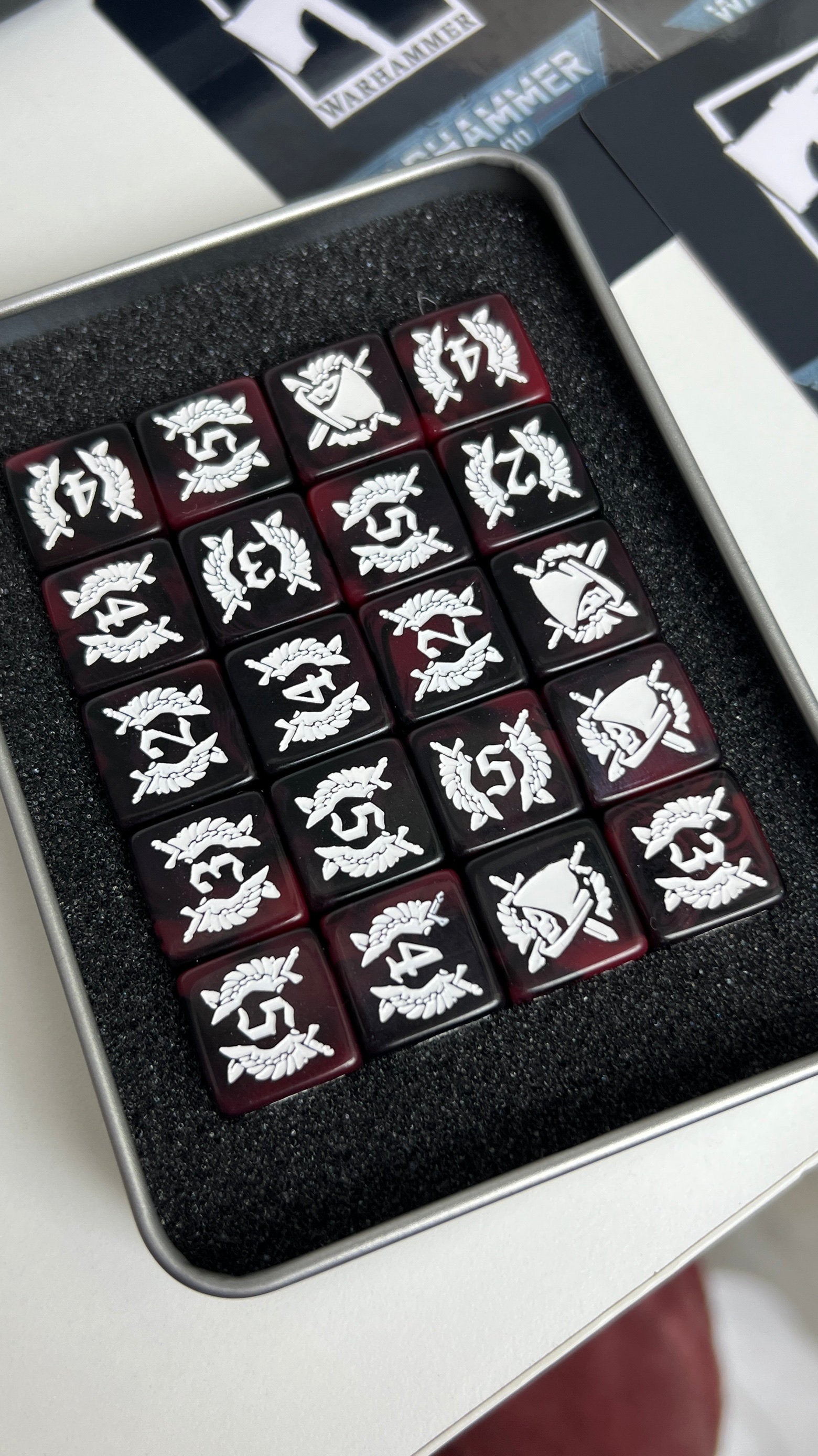 Warhammer 40K Dark Angels Legion Black and Red D6 Dice Set