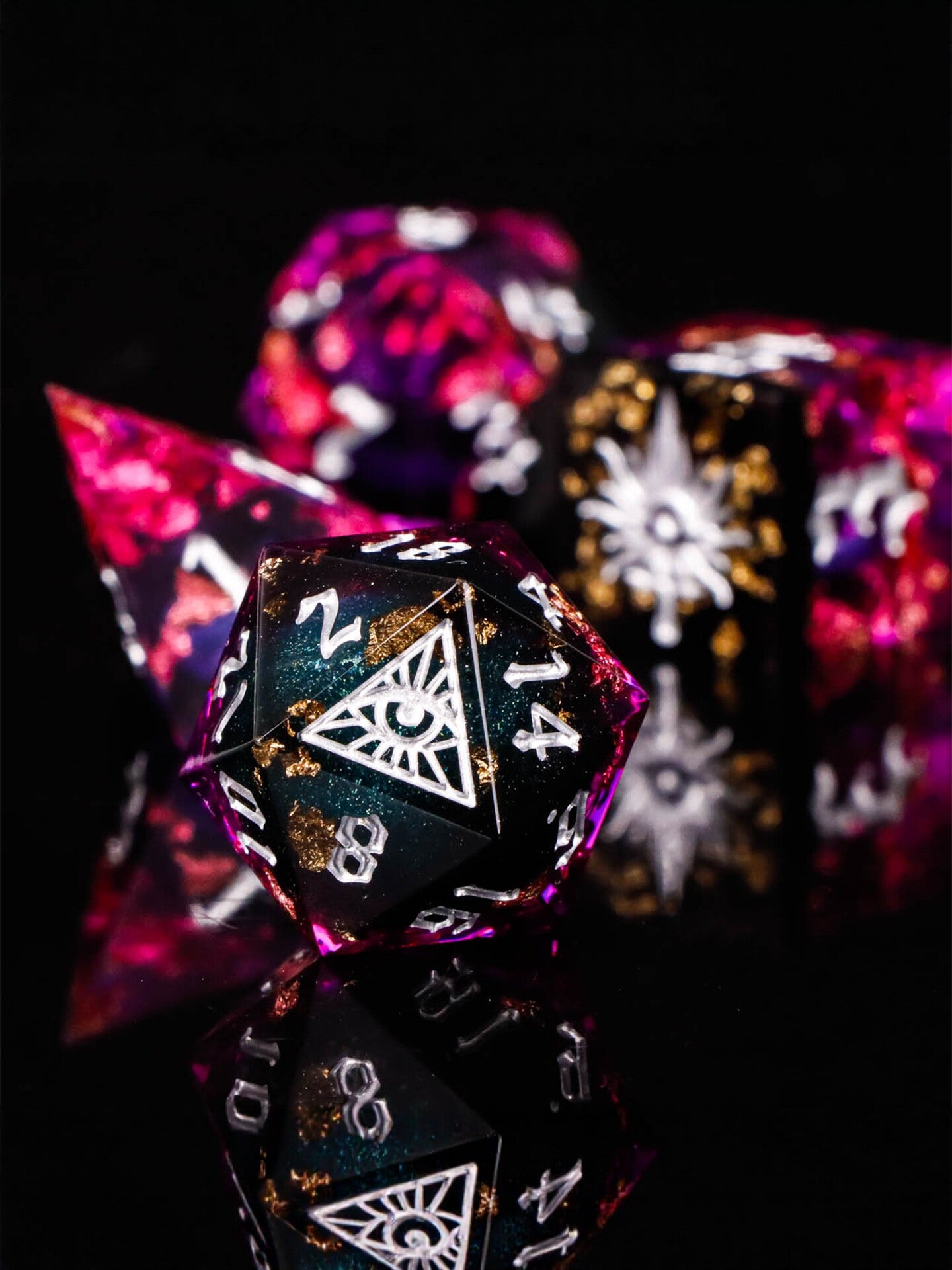 All-Seeing Eye Liquid-Core Resin Dice Set