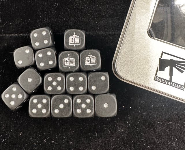 Warhammer 40K Gray Knights Dark Grey Matte Acrylic D6 Dice with Dice Bag