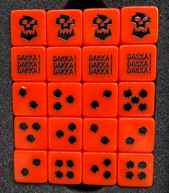 Warhammer 40K Orks Dakka Orange Acrylic D6 Dice Set