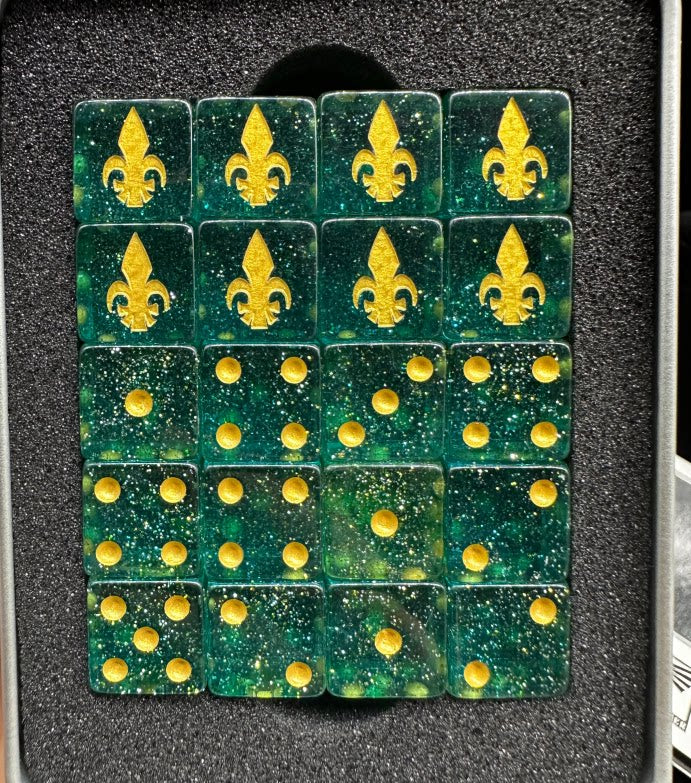 Warhammer 40K Idoneth Deepkin Green Galaxy Resin D6 Dice Set