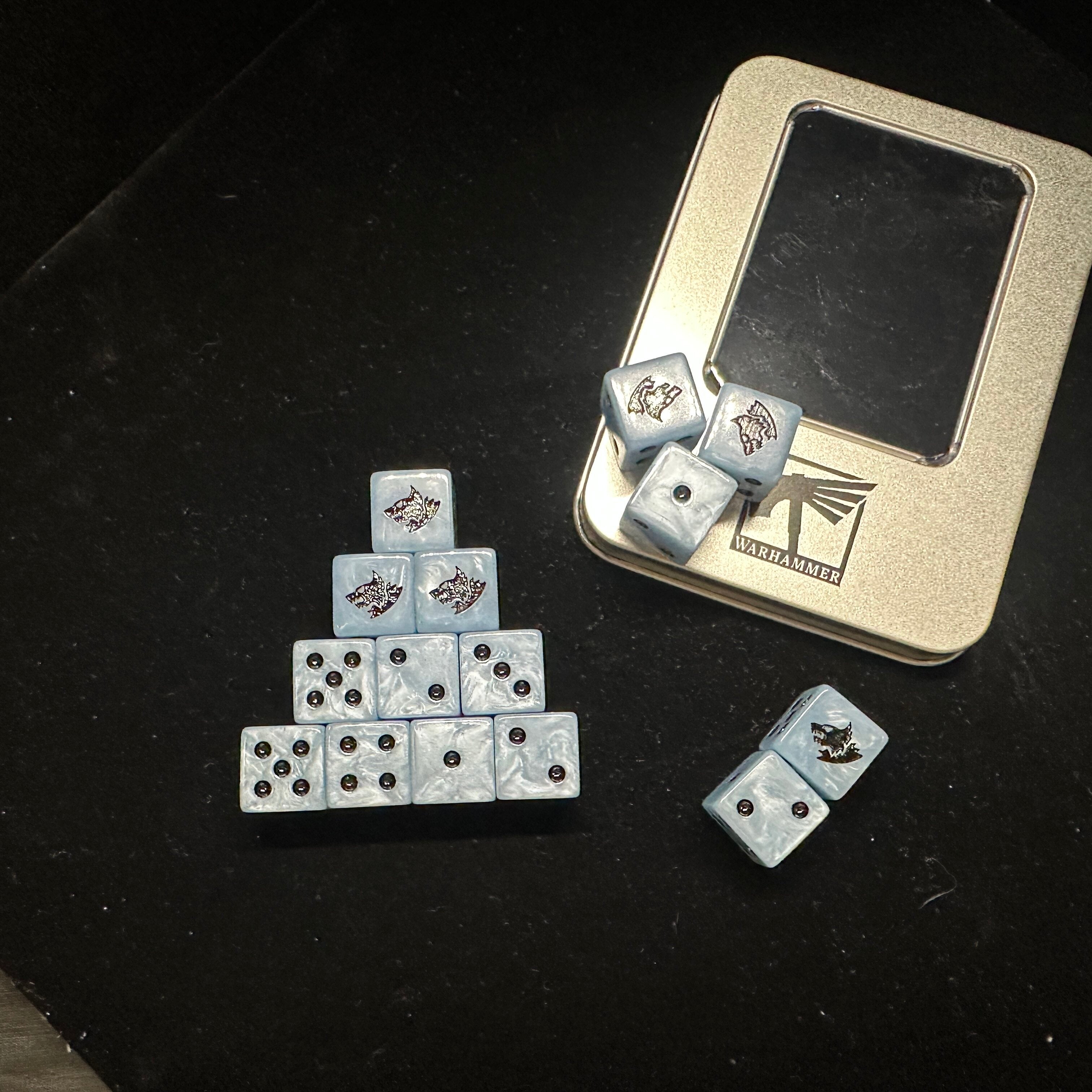 Warhammer 40K Space Wolves Ice Blue Pearl Acrylic D6 Dice Set