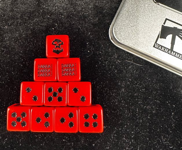 Warhammer 40K Orks Dakka Orange Acrylic D6 Dice Set