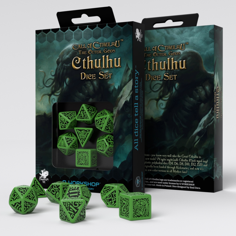 Call of Cthulhu Dice Set | Q Workshop 7-Piece RPG Dice Set Multiple Colors