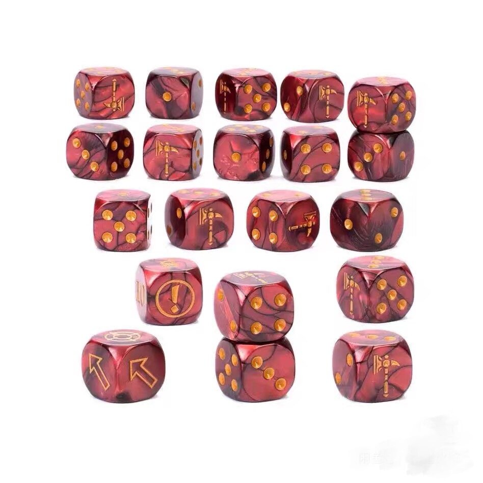 Fyreslayers Dice Set – Red Black Pearlescent Acrylic D6 for Warhammer
