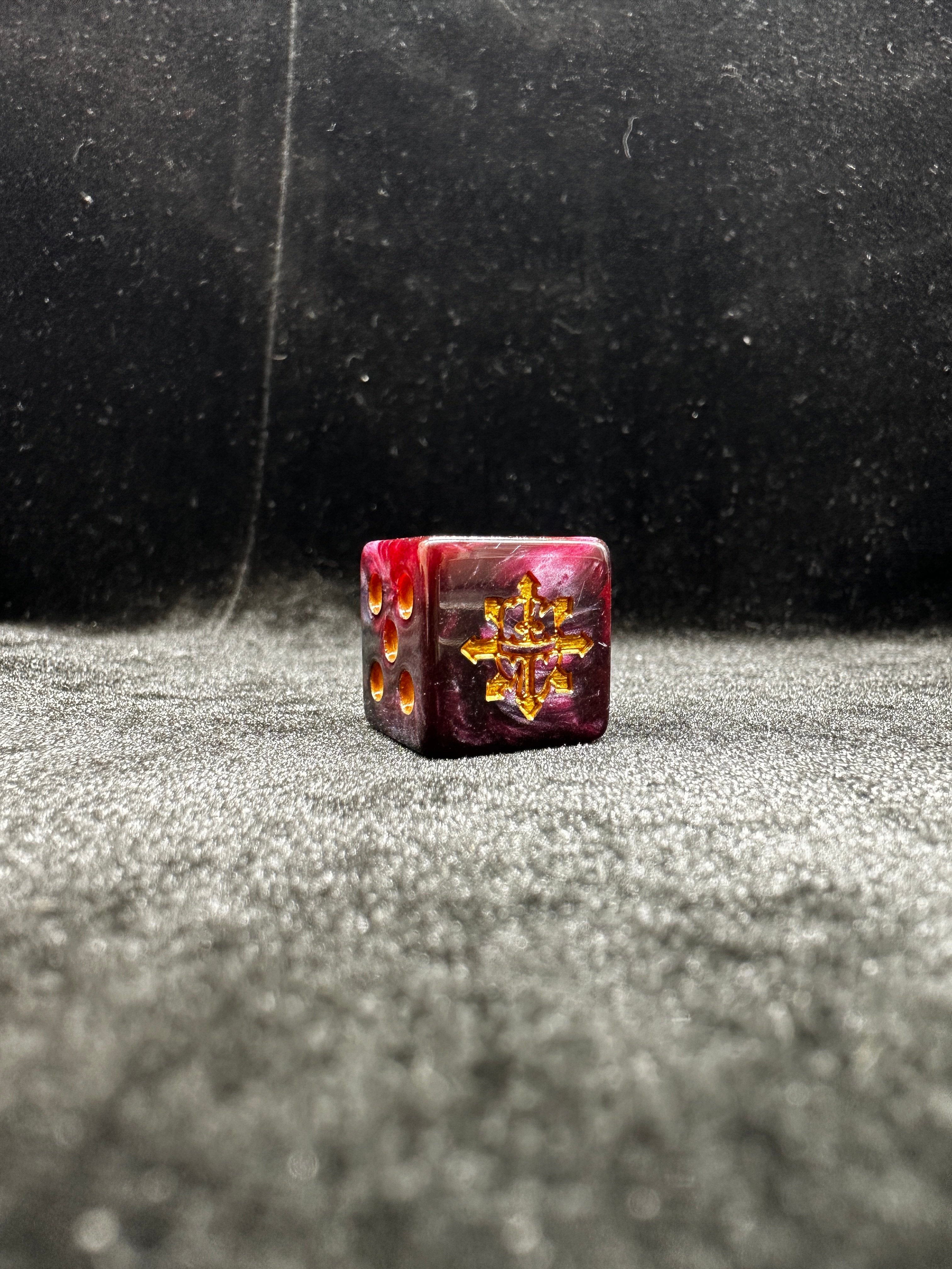 Warhammer 40K Chaos Titan D6 Dice – Black & Red Swirl Acrylic