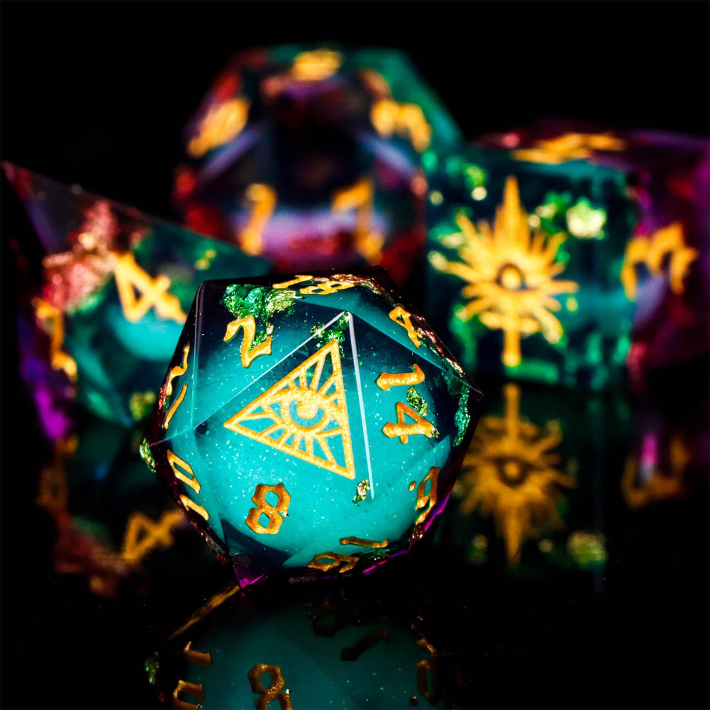 All-Seeing Eye Liquid-Core Resin Dice Set