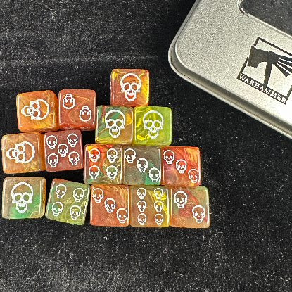 Warhammer 40K Chaos Orks Mixed Orange Yellow Green Resin D6 Dice Set