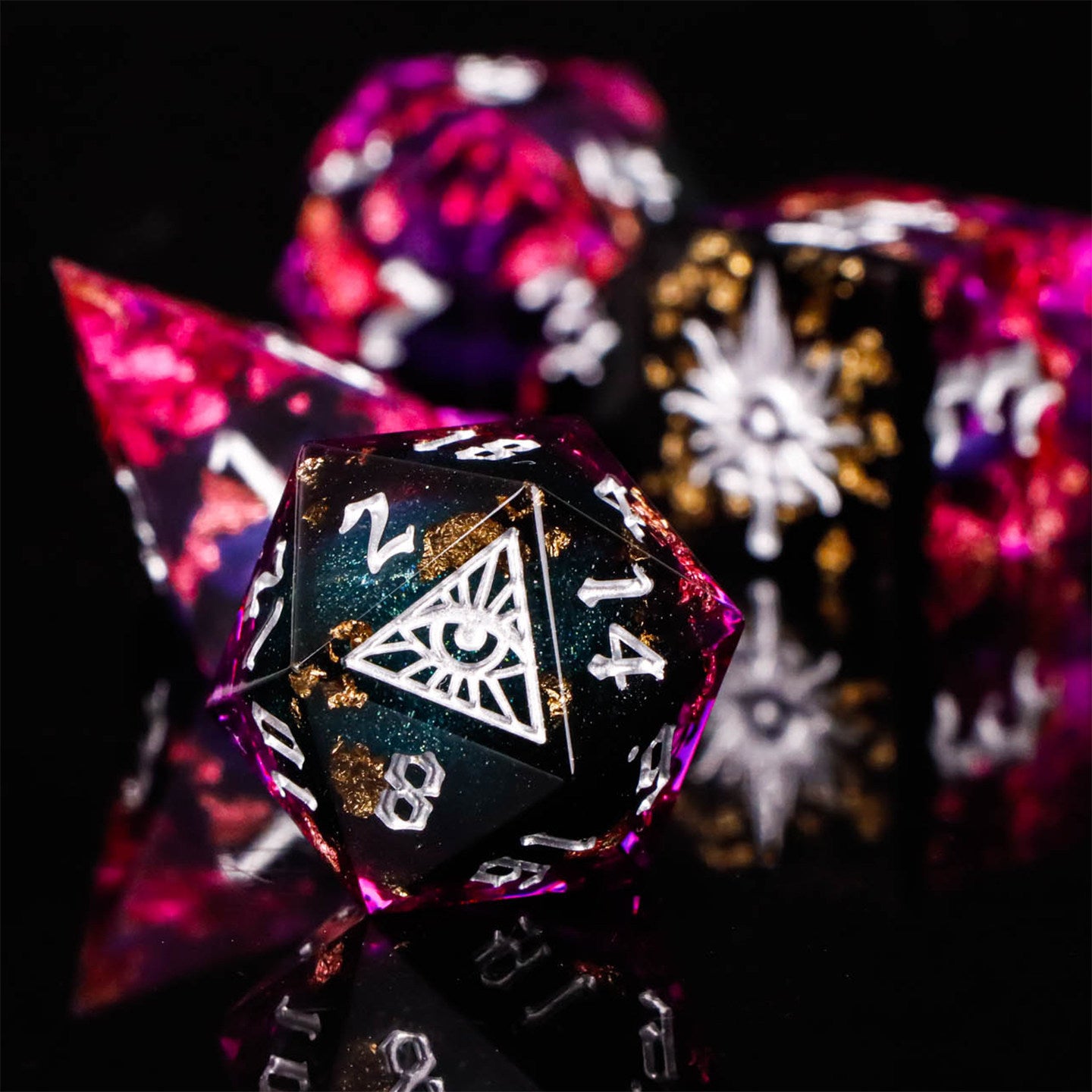 All-Seeing Eye Liquid-Core Resin Dice Set