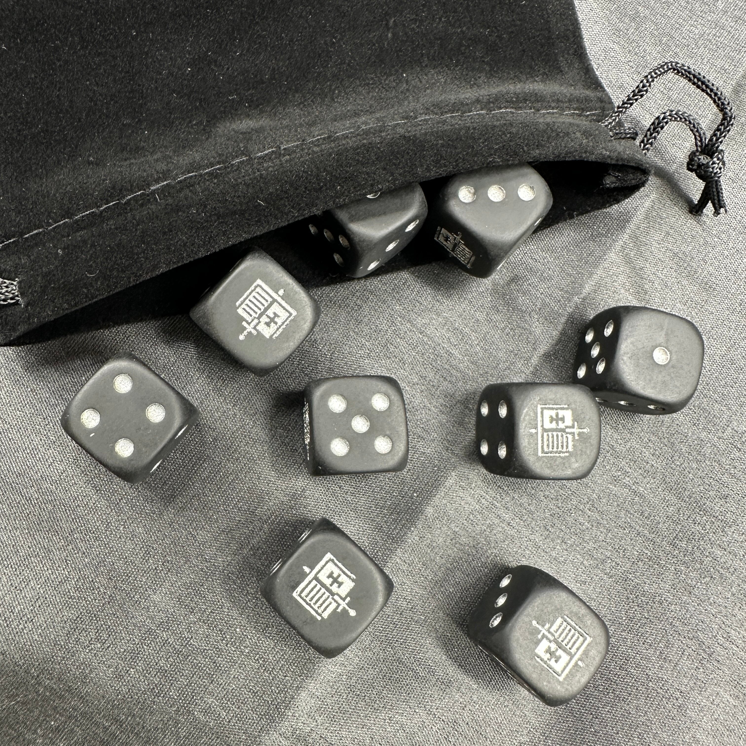Warhammer 40K Gray Knights Dark Grey Matte Acrylic D6 Dice with Dice Bag