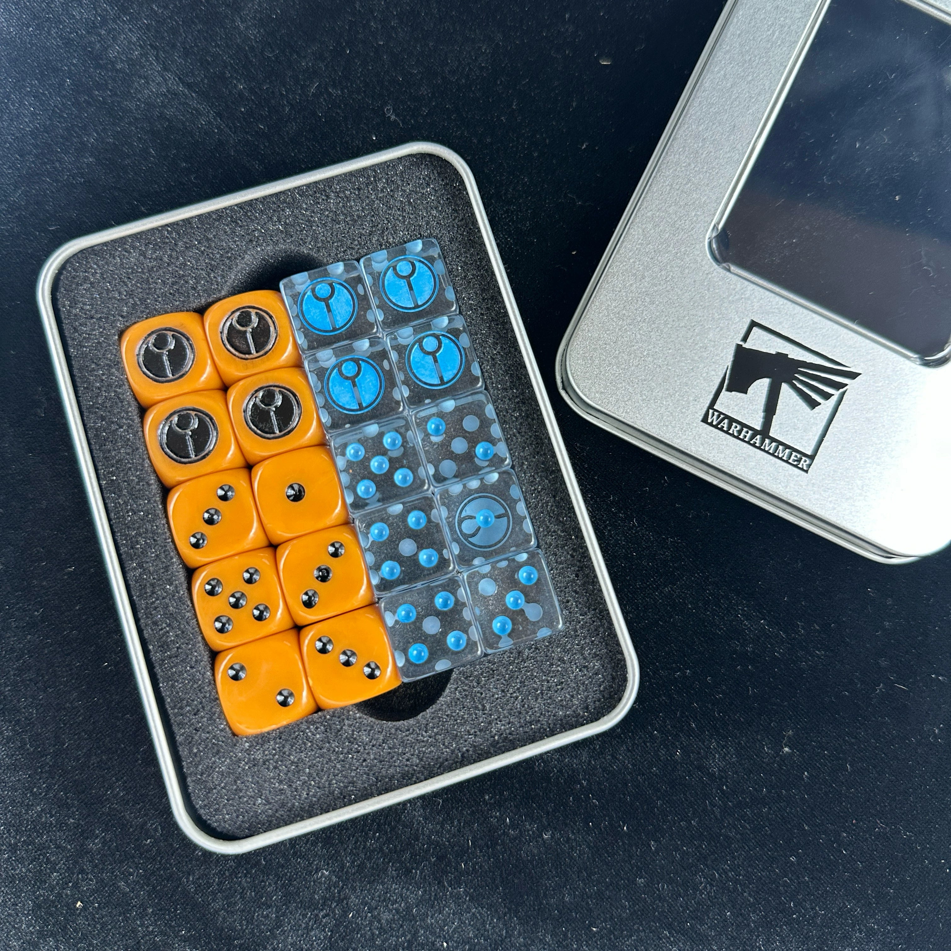Two-piece style Titanium Empire dice, Titanium Empire Vision Enclave Warhammer 40k, Arks of Omen series
