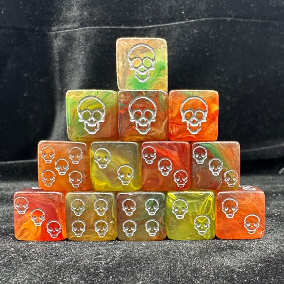 Warhammer 40K Chaos Orks Mixed Orange Yellow Green Resin D6 Dice Set