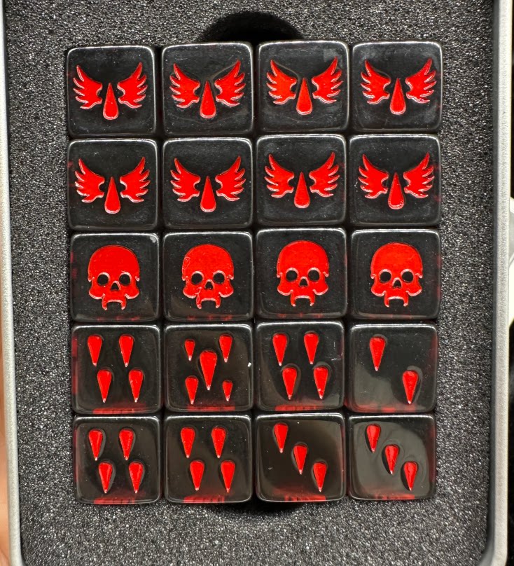 Warhammer 40K Blood Angels Grey Pearlescent Acrylic D6 Dice Set