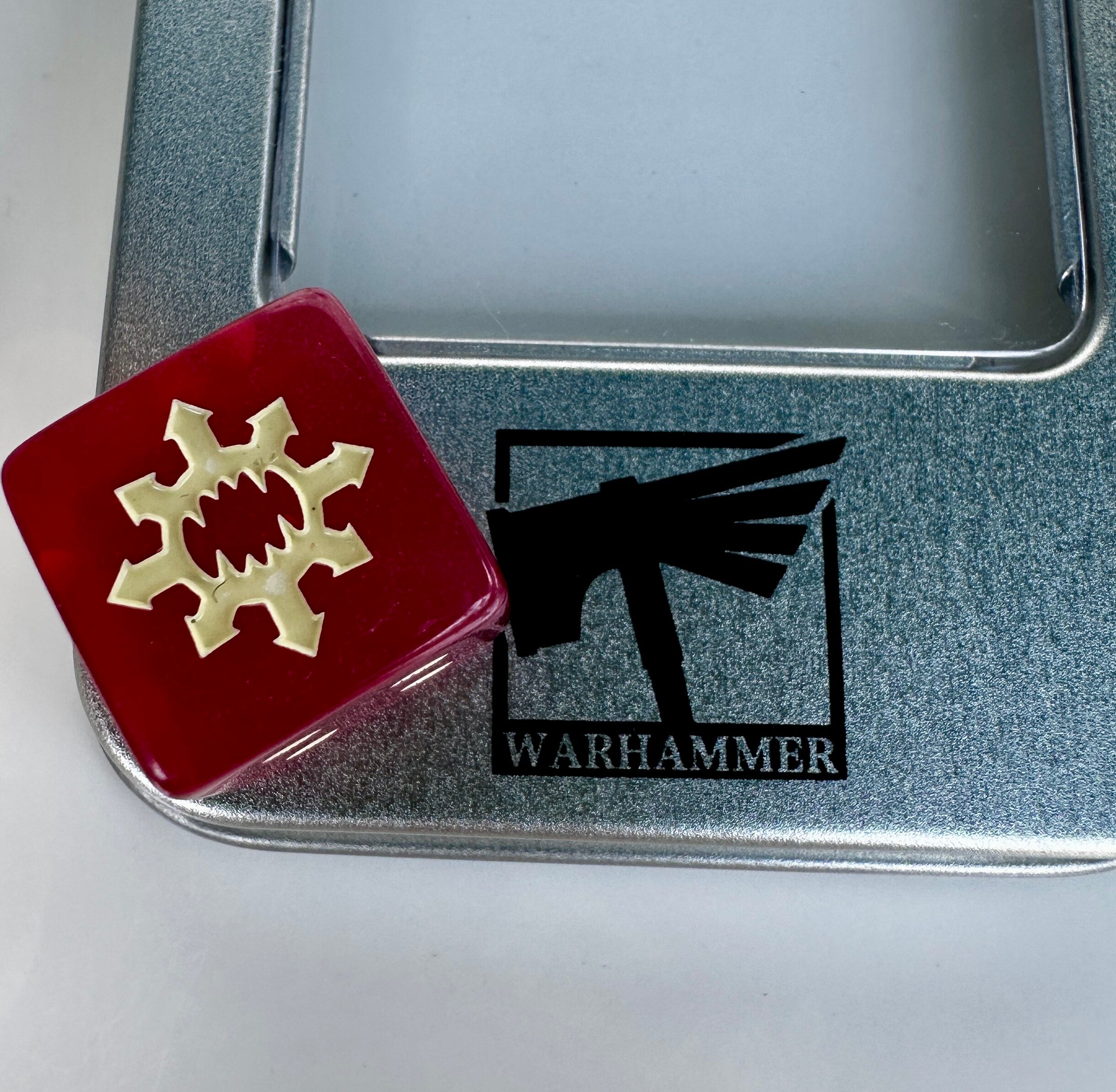 Warhammer 40K World Swallower Dice Set | Deep Red Resin Dice with Gold Cog Symbol