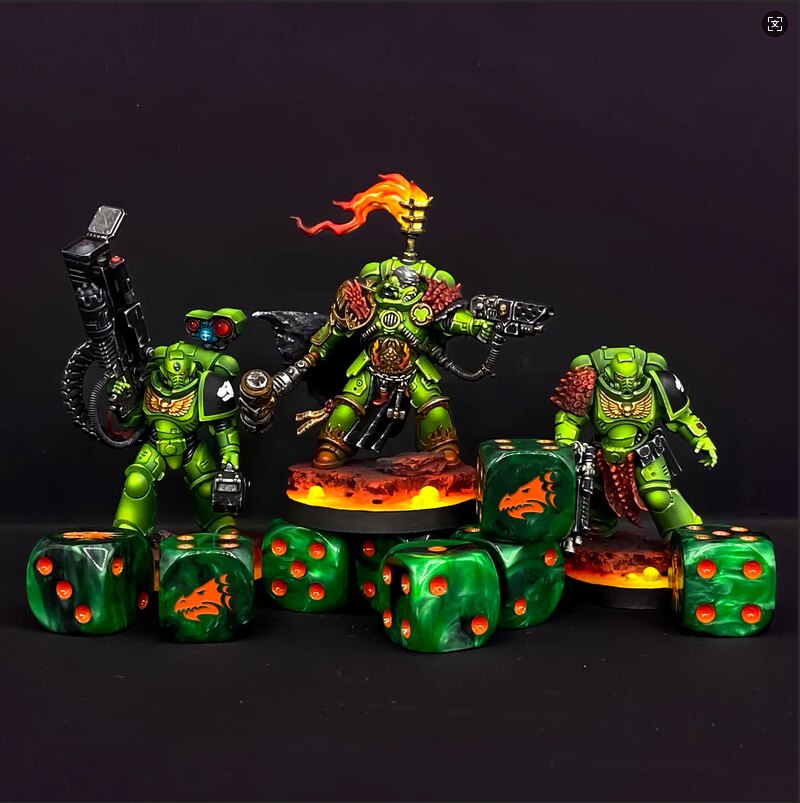 Warhammer 40K Salamanders D6 Dice | Lord of the Fire-Drakes Legion