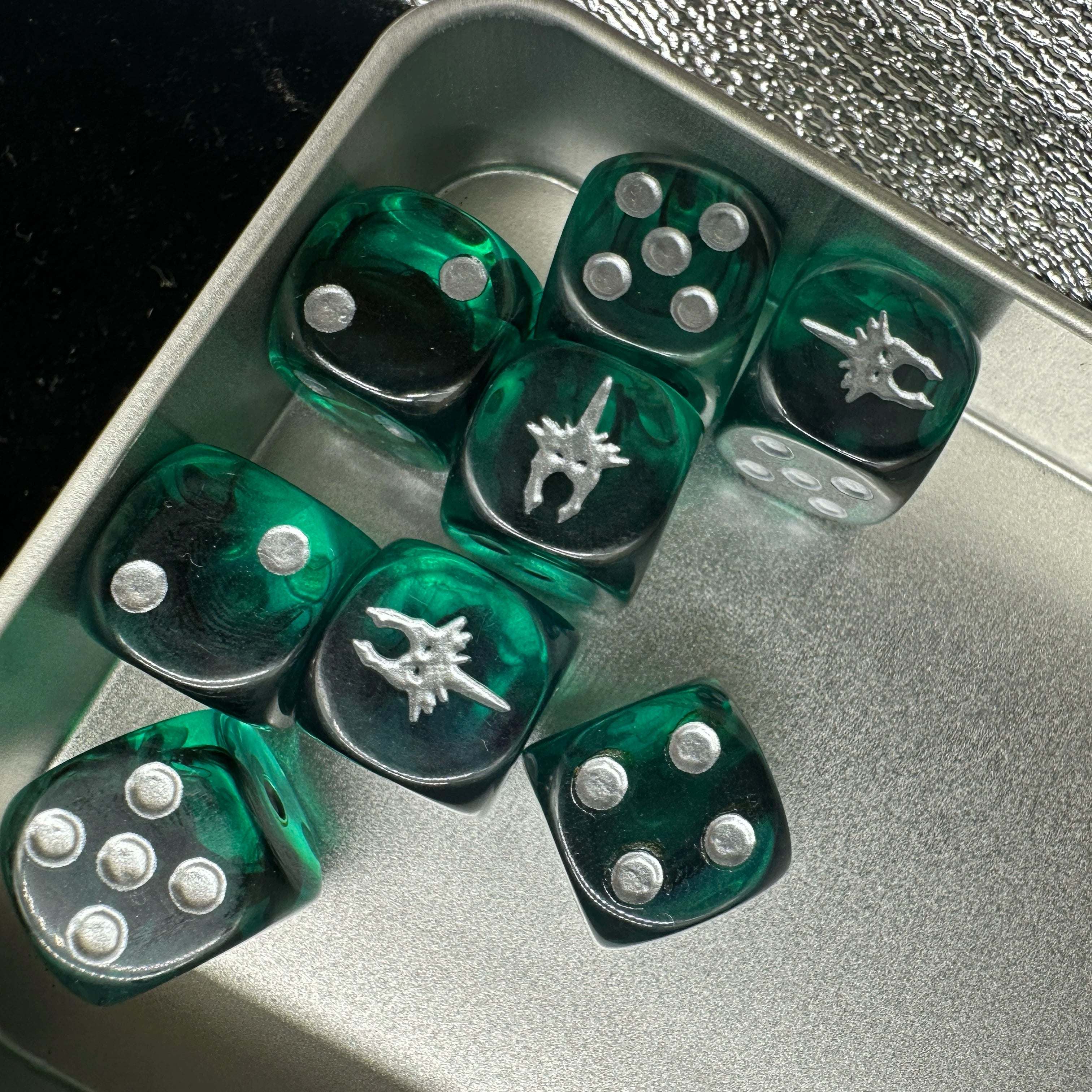 In-stock rounded corners, The Lord of the Rings, Angmar Dice Dice, Angmar Dice Set in stock, set of 8