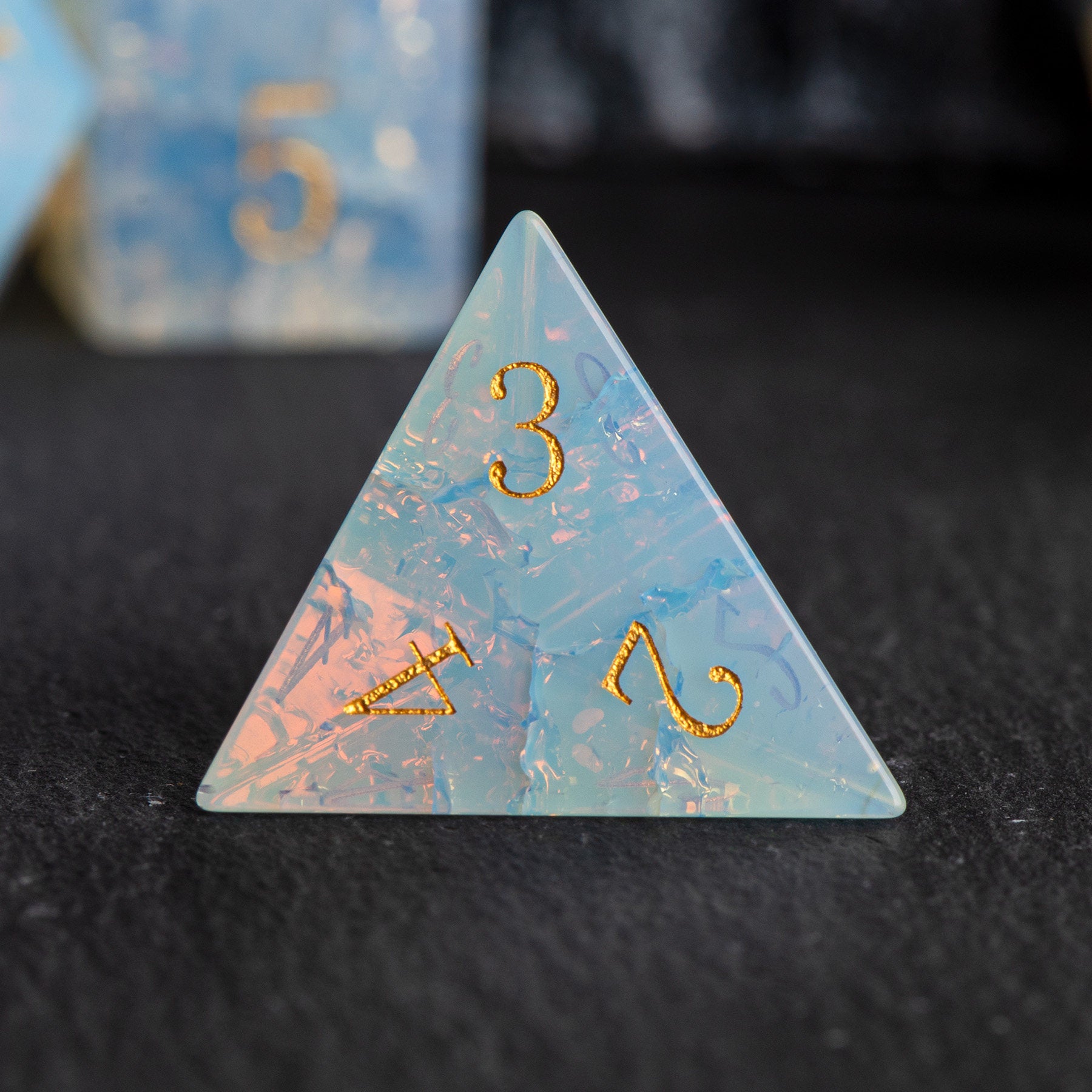 Iridescent Opal-Effect Cracked-Texture DND Gemstone Dice Set