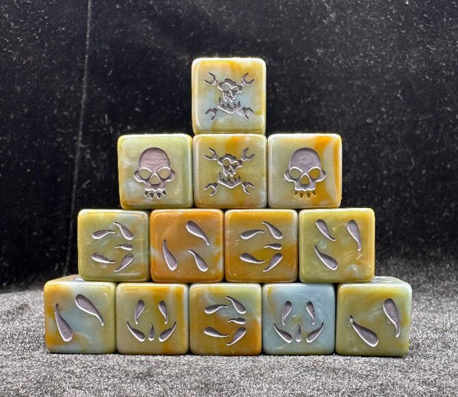 Warhammer 40K Orks Yellow-Green Pearlescent Acrylic D6 Dice Set