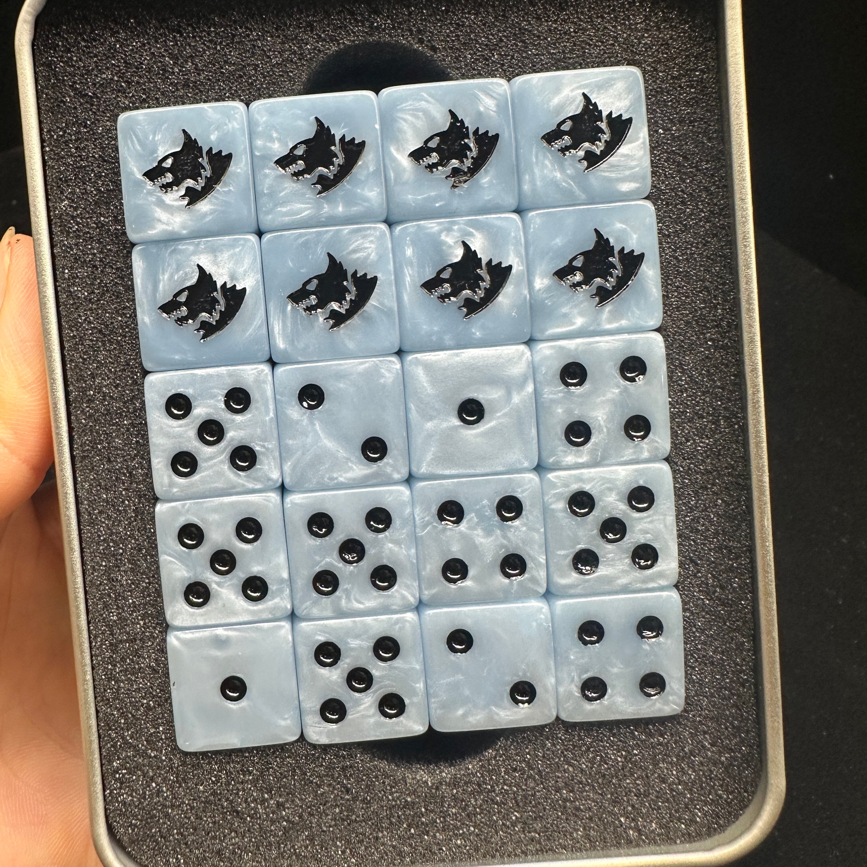 Warhammer 40K Space Wolves Ice Blue Pearl Acrylic D6 Dice Set