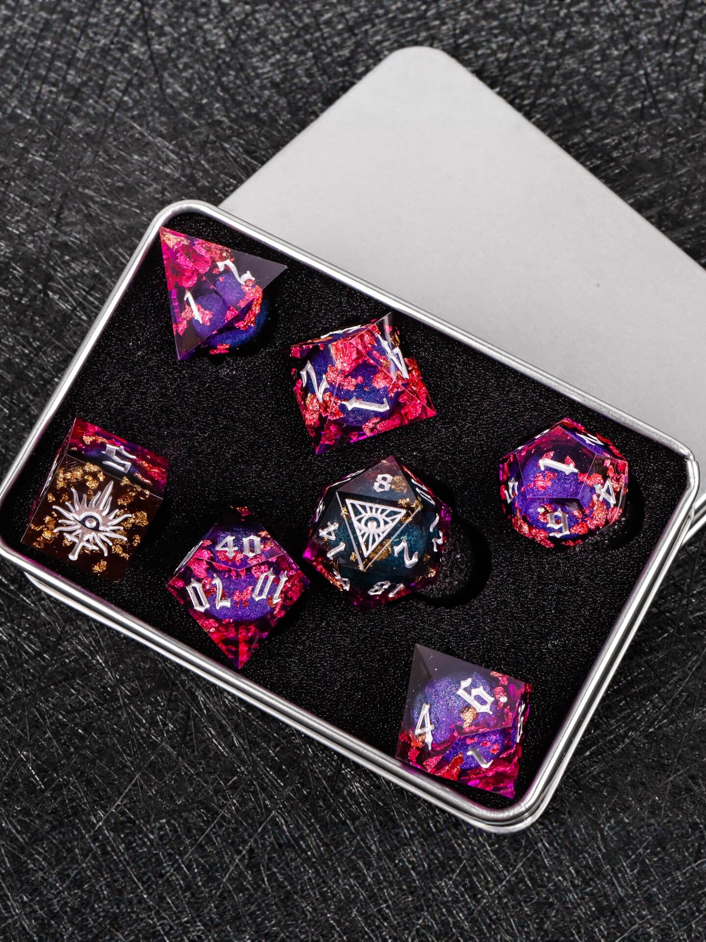 All-Seeing Eye Liquid-Core Resin Dice Set