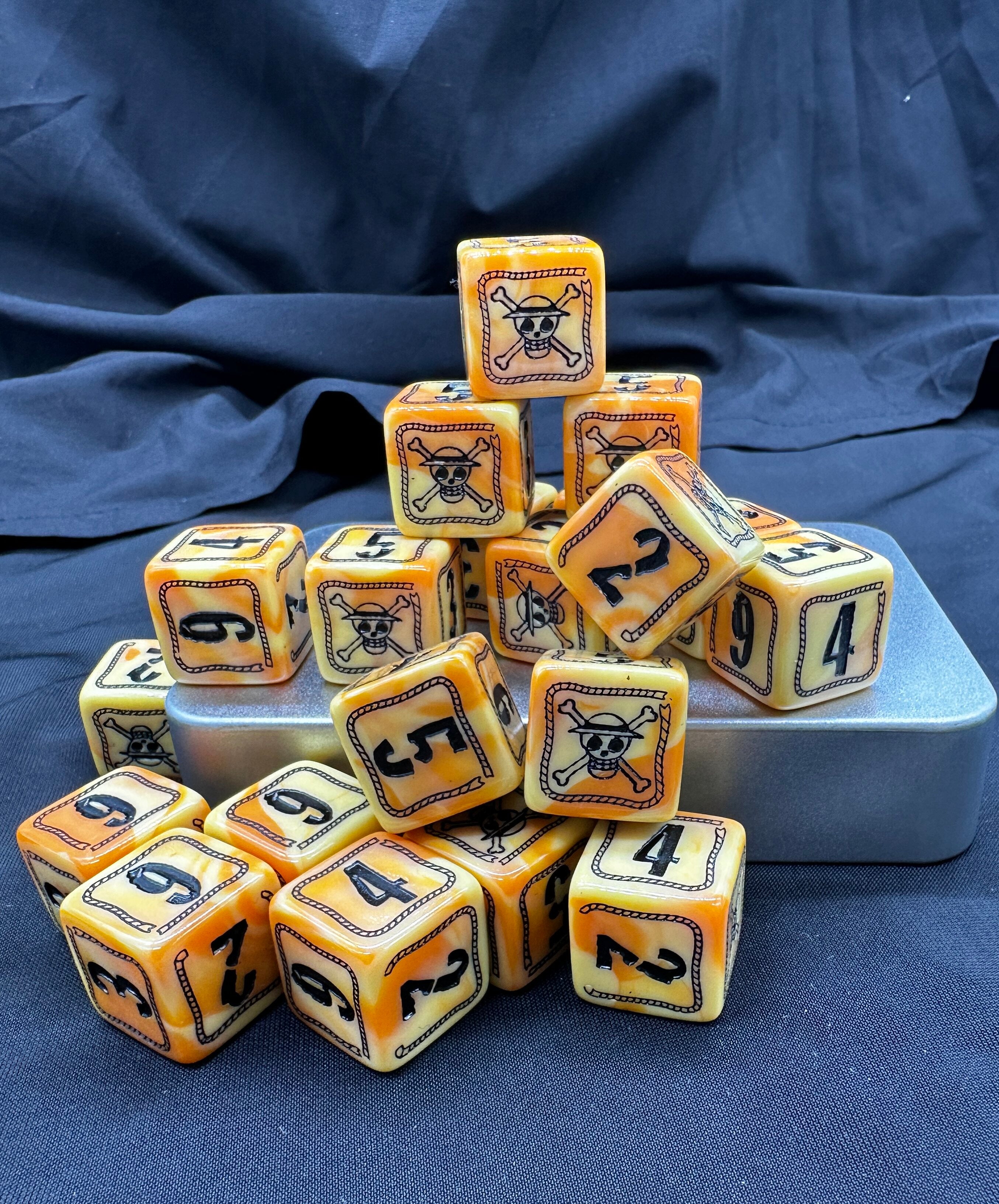 18mm One Piece D6 Dice Set – Straw Hat Skull Tabletop Gaming Dice