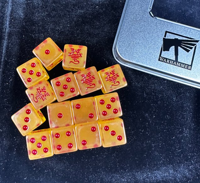 Warhammer 40K Idoneth Deepkin Orange Pearlescent Acrylic D6 Dice Set