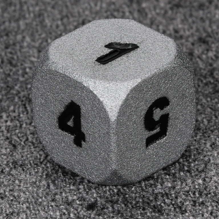 Paladin Bright Silver Metal D&D D6 Dice with Black Numerals | Bear Dice