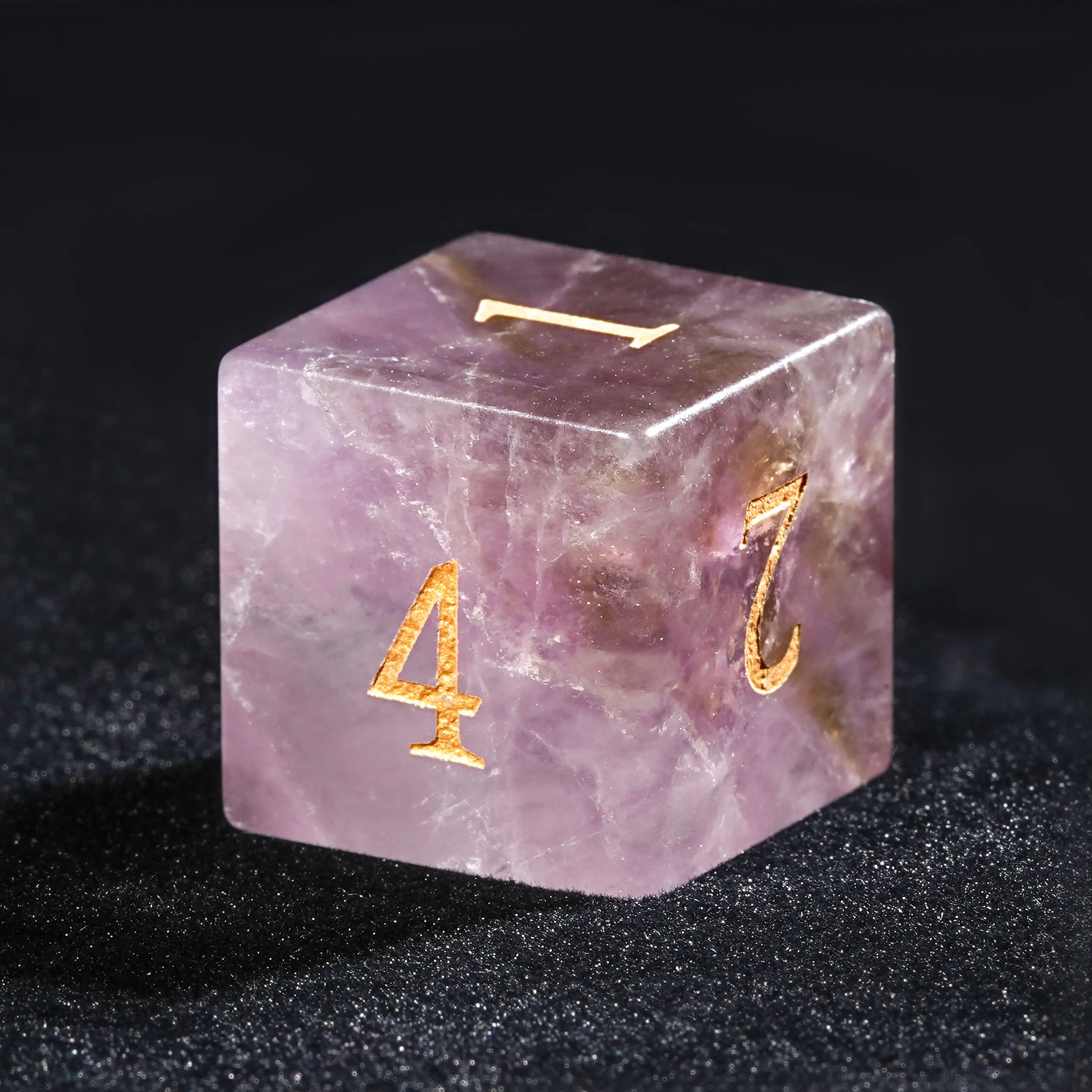 Light Purple Crystal Gemstone Dice Set with Numbers