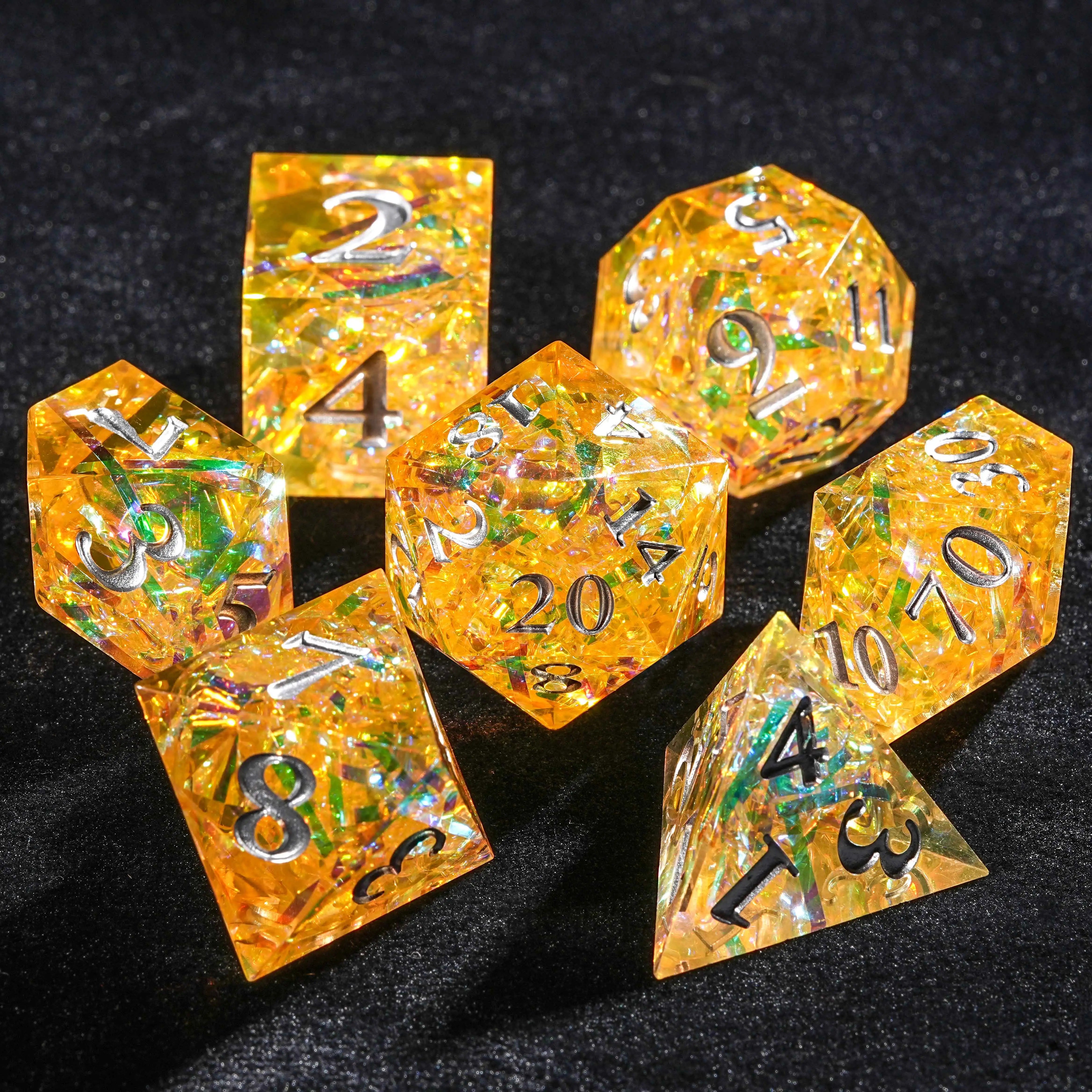 Yellow Resin Solid Sparkling Destiny Dice Set | Bear Dice