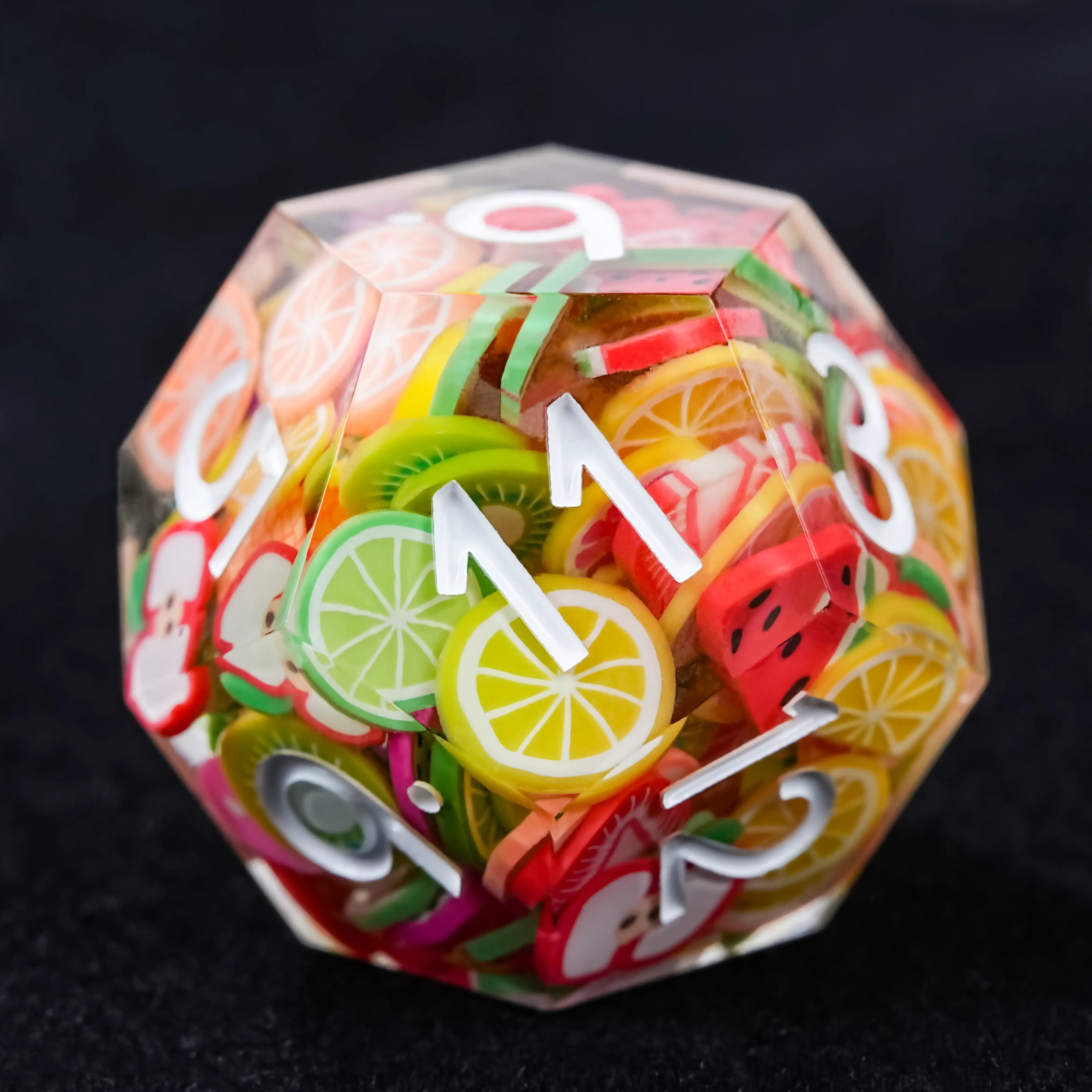 Handmade fruit resin polyhedron D&D dice single D12 TRPG game dice | BearDice