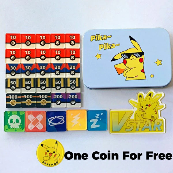Pikachu & Gengar PTCG Damage Counter and Pokémon Token Storage Box