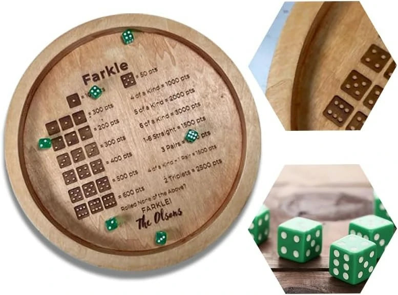 Wooden Dice Tray for Farkle Dice Game