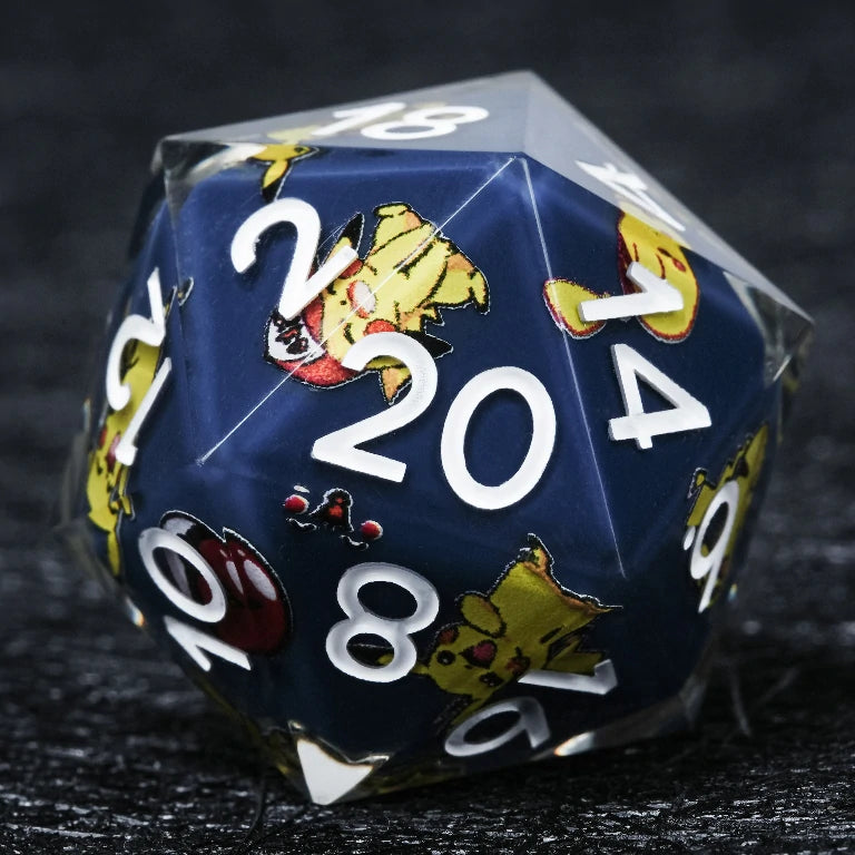 Pikachu Blue Resin Polyhedral DND Dice Set