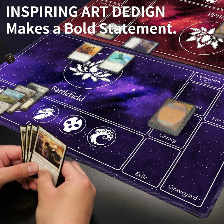 Starry Sky MTG Playmat — Waterproof Mouse Pad Designed for Card Games, Featuring a Unique and Distinctive Card Layout Design | Bear Dice