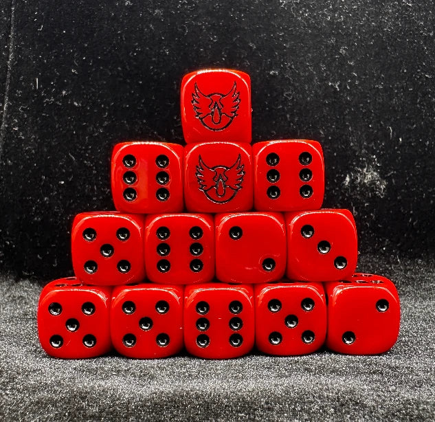 Warhammer 40K Blood Angels Red Acrylic D6 Dice with Black Pips | Bear Dice