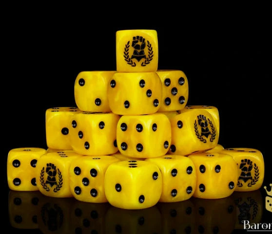 Warhammer 40K Imperial Fists Yellow Acrylic D6 Dice with Black Pips | Bear Dice