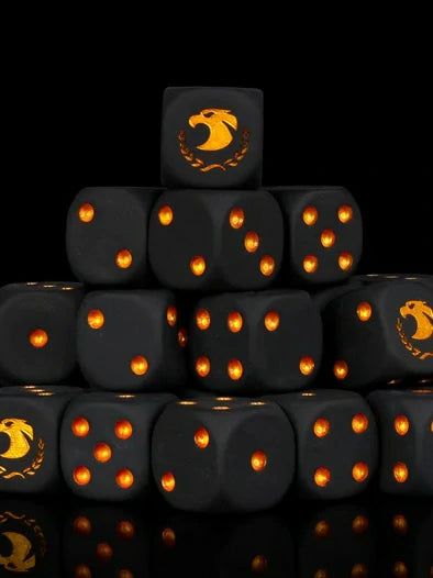 Warhammer 40K Imperial Guard Black Acrylic D6 Dice with Gold Pips | Bear Dice